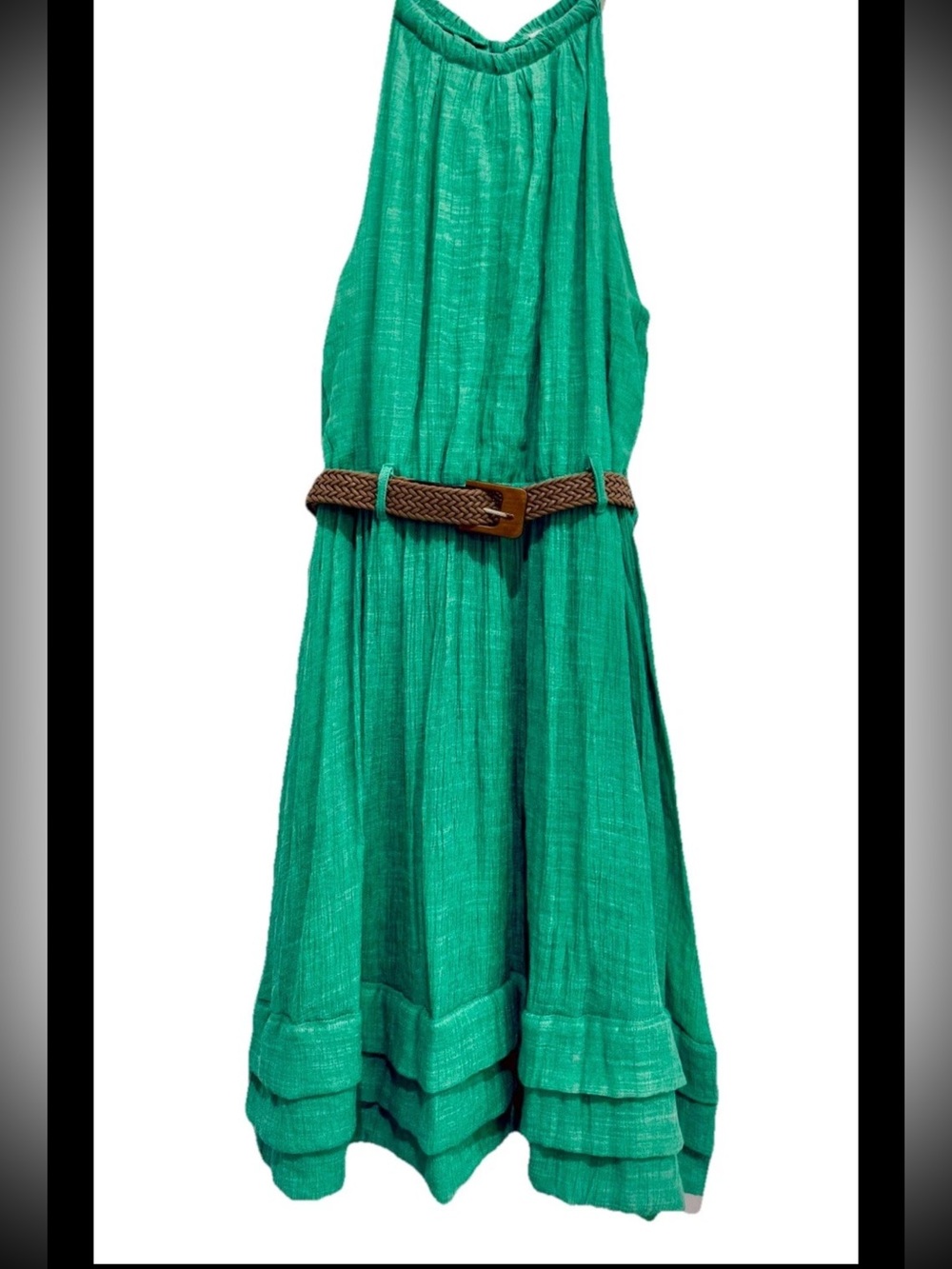 Indigo Rose Sleeveless Tiered Midi Green Dress Size Small (6) - Picture 7 of 9